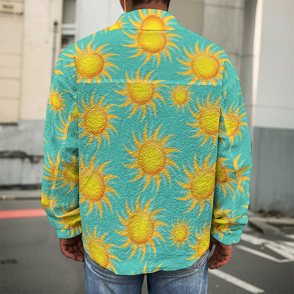 Shiny Sun Pattern Print Men's Shirt Jacket