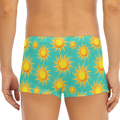 Shiny Sun Pattern Print Men's Short Boxer Briefs