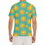 Shiny Sun Pattern Print Men's Short Sleeve Rash Guard