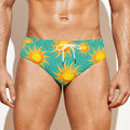 Shiny Sun Pattern Print Men's Swim Briefs