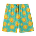 Shiny Sun Pattern Print Men's Swim Trunks
