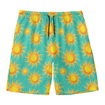 Shiny Sun Pattern Print Men's Swim Trunks