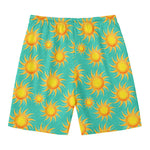 Shiny Sun Pattern Print Men's Swim Trunks