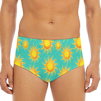 Shiny Sun Pattern Print Men's Triangle Swim Briefs