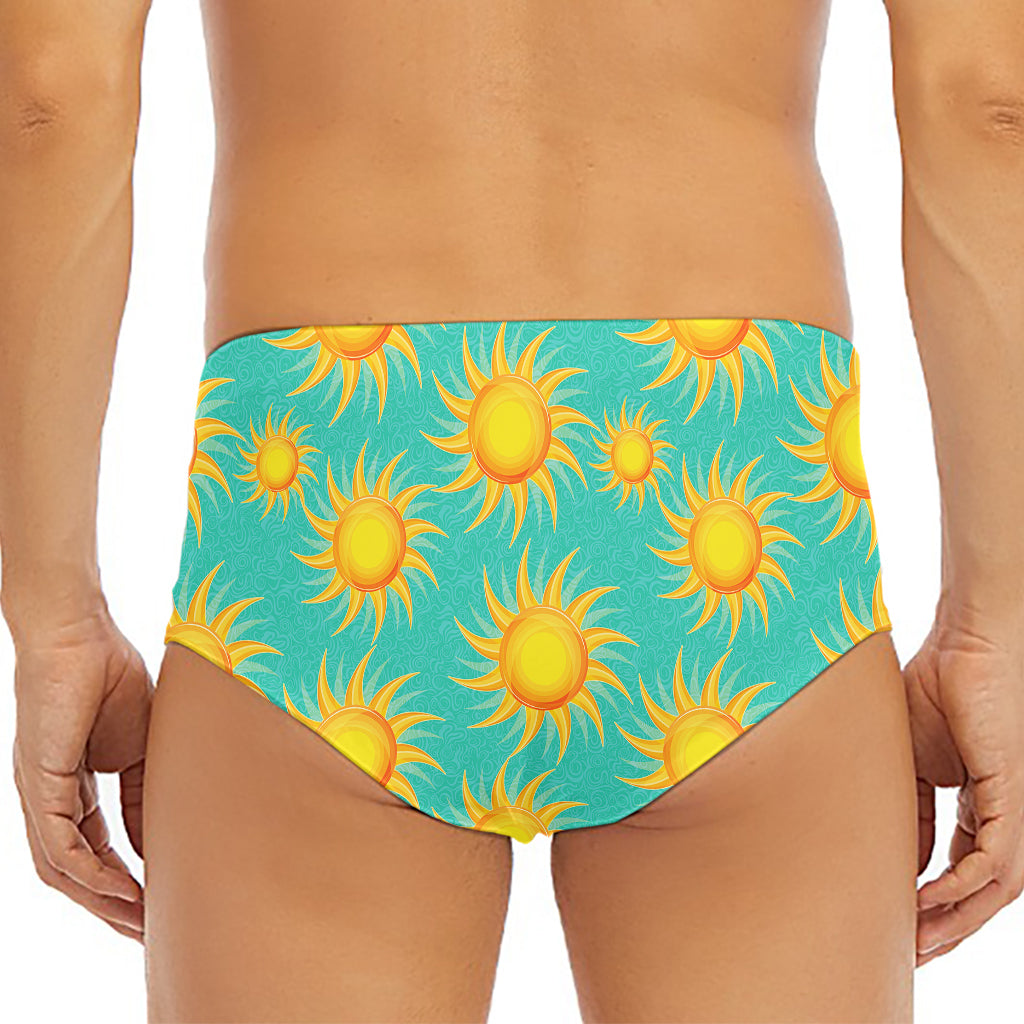 Shiny Sun Pattern Print Men's Triangle Swim Briefs