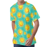 Shiny Sun Pattern Print Men's Velvet T-Shirt