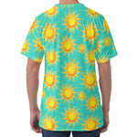Shiny Sun Pattern Print Men's Velvet T-Shirt