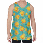 Shiny Sun Pattern Print Men's Velvet Tank Top