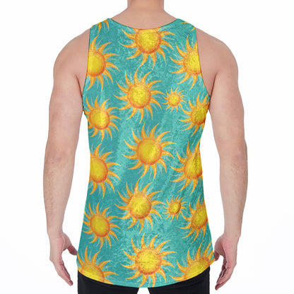 Shiny Sun Pattern Print Men's Velvet Tank Top