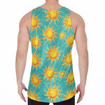 Shiny Sun Pattern Print Men's Velvet Tank Top