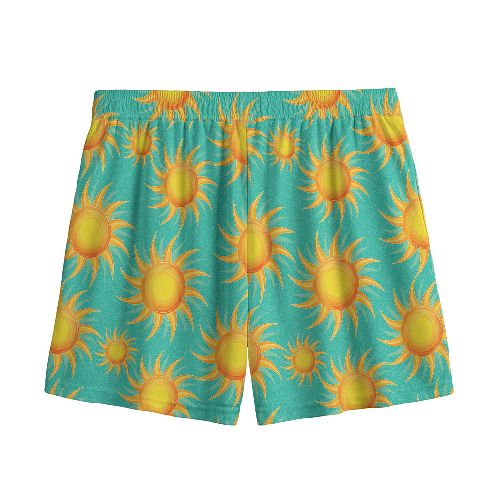 Shiny Sun Pattern Print Mesh Shorts