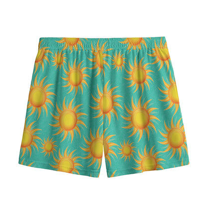 Shiny Sun Pattern Print Mesh Shorts