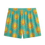 Shiny Sun Pattern Print Mesh Shorts