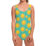 Shiny Sun Pattern Print One Piece Swimsuit