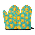 Shiny Sun Pattern Print Oven Mitts