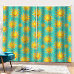 Shiny Sun Pattern Print Pencil Pleat Curtains