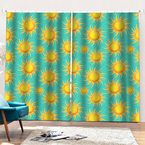 Shiny Sun Pattern Print Pencil Pleat Curtains