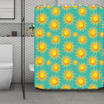Shiny Sun Pattern Print Polyester Shower Curtain