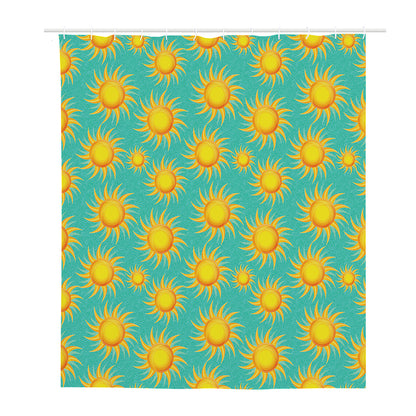 Shiny Sun Pattern Print Polyester Shower Curtain