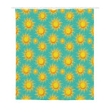 Shiny Sun Pattern Print Polyester Shower Curtain