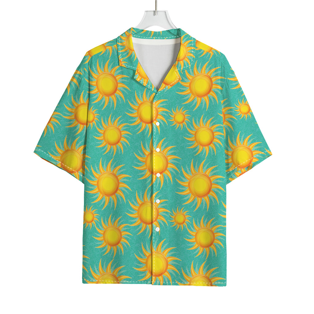 Shiny Sun Pattern Print Rayon Hawaiian Shirt