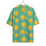 Shiny Sun Pattern Print Rayon Hawaiian Shirt