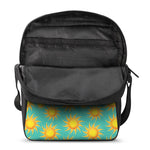 Shiny Sun Pattern Print Rectangular Crossbody Bag