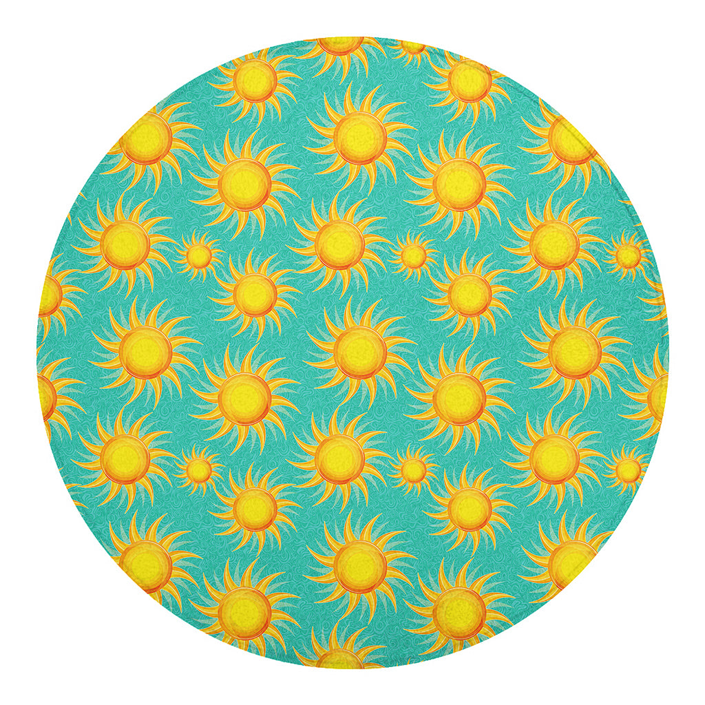 Shiny Sun Pattern Print Round Blanket
