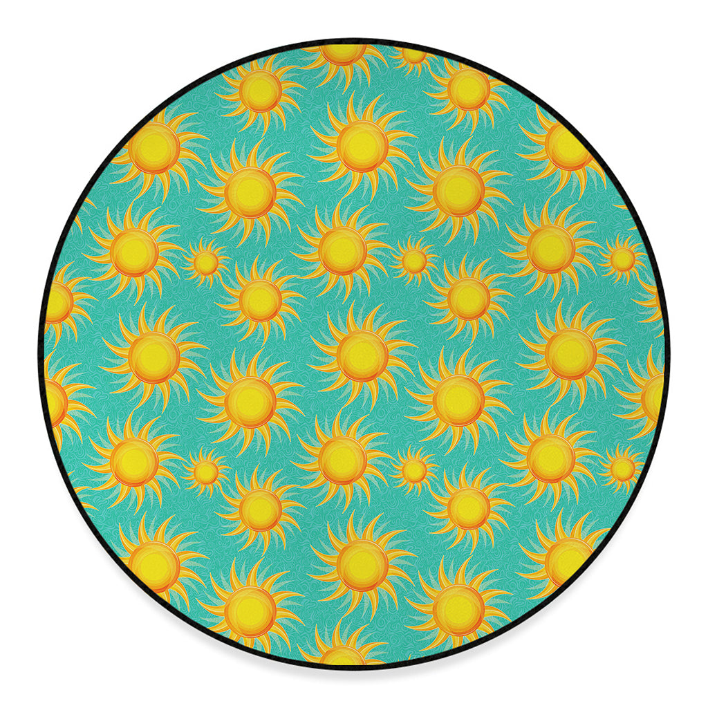 Shiny Sun Pattern Print Round Floor Mat