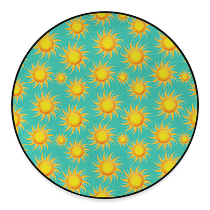 Shiny Sun Pattern Print Round Floor Mat