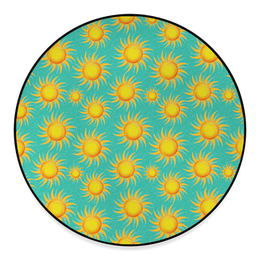 Shiny Sun Pattern Print Round Floor Mat