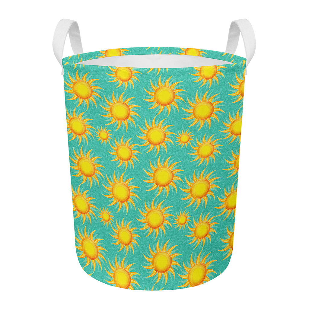 Shiny Sun Pattern Print Round Laundry Basket