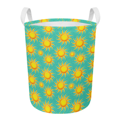Shiny Sun Pattern Print Round Laundry Basket
