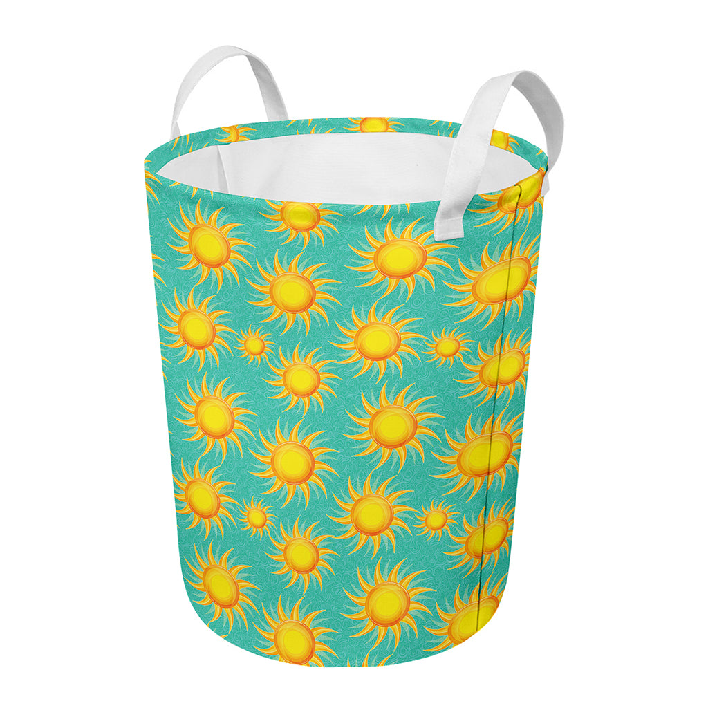 Shiny Sun Pattern Print Round Laundry Basket