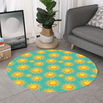 Shiny Sun Pattern Print Round Rug