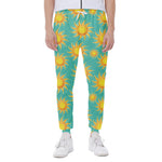 Shiny Sun Pattern Print Scuba Joggers