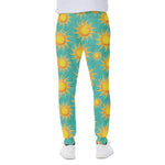 Shiny Sun Pattern Print Scuba Joggers