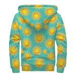 Shiny Sun Pattern Print Sherpa Lined Zip Up Hoodie