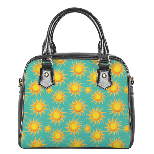 Shiny Sun Pattern Print Shoulder Handbag