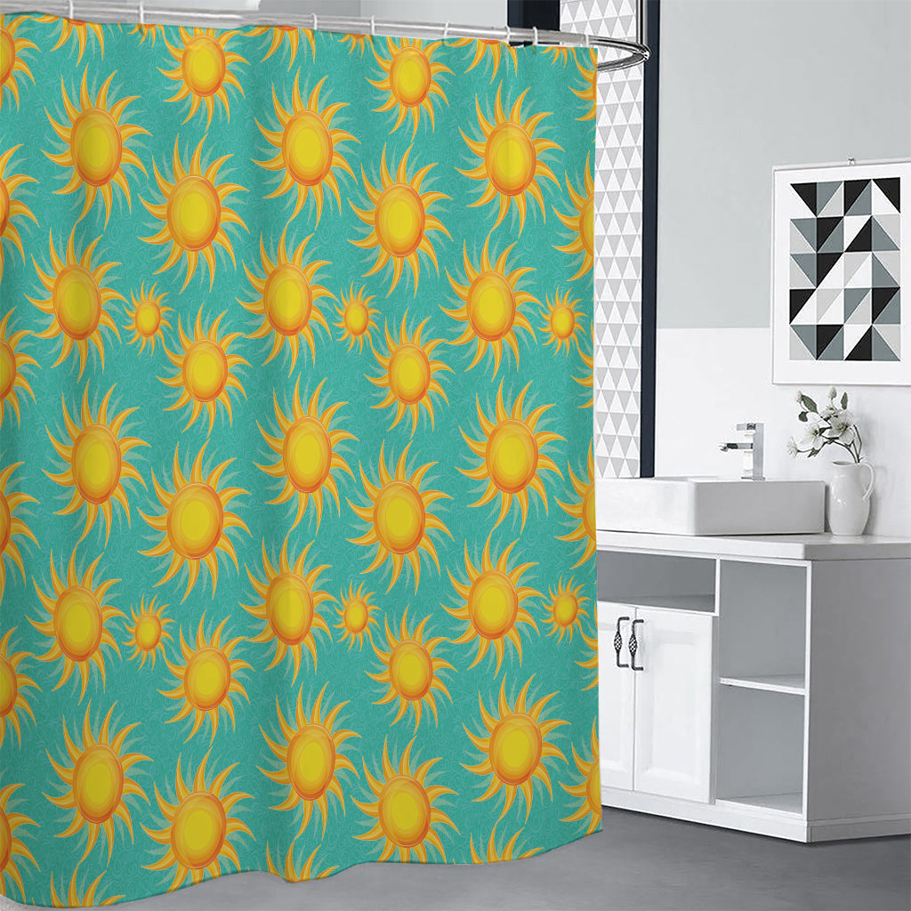 Shiny Sun Pattern Print Shower Curtain