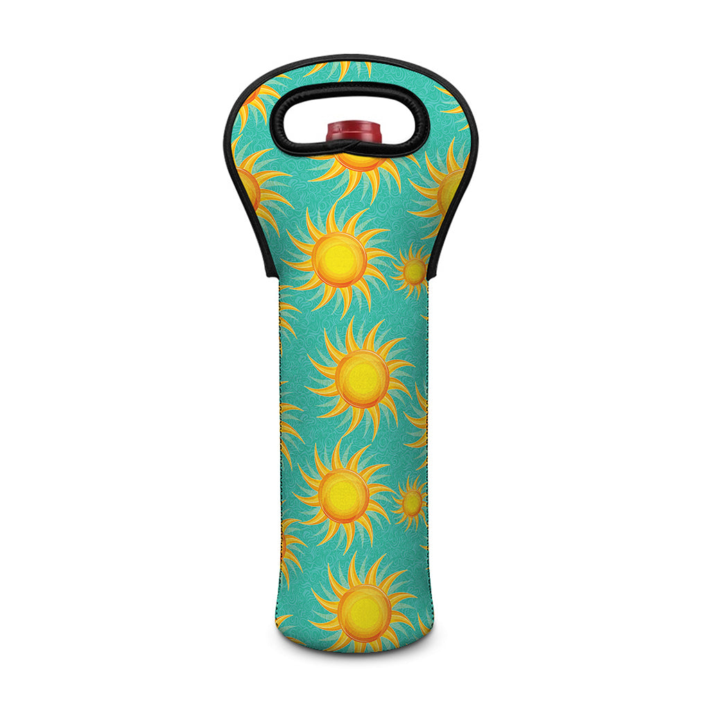 Shiny Sun Pattern Print Single Neoprene Wine Tote