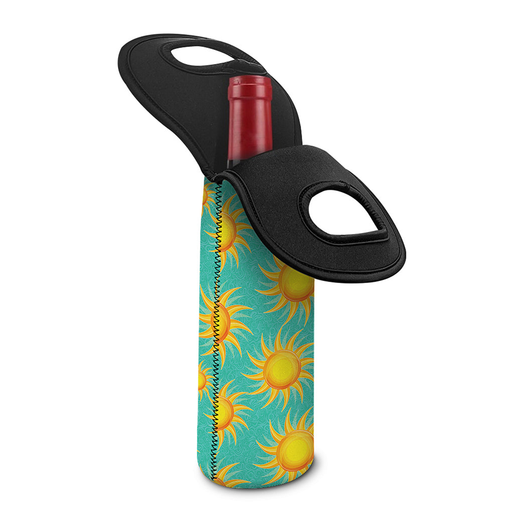 Shiny Sun Pattern Print Single Neoprene Wine Tote