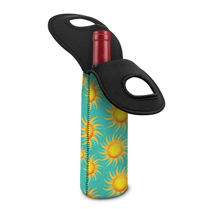 Shiny Sun Pattern Print Single Neoprene Wine Tote