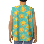 Shiny Sun Pattern Print Sleeveless Baseball Jersey