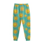 Shiny Sun Pattern Print Sweatpants
