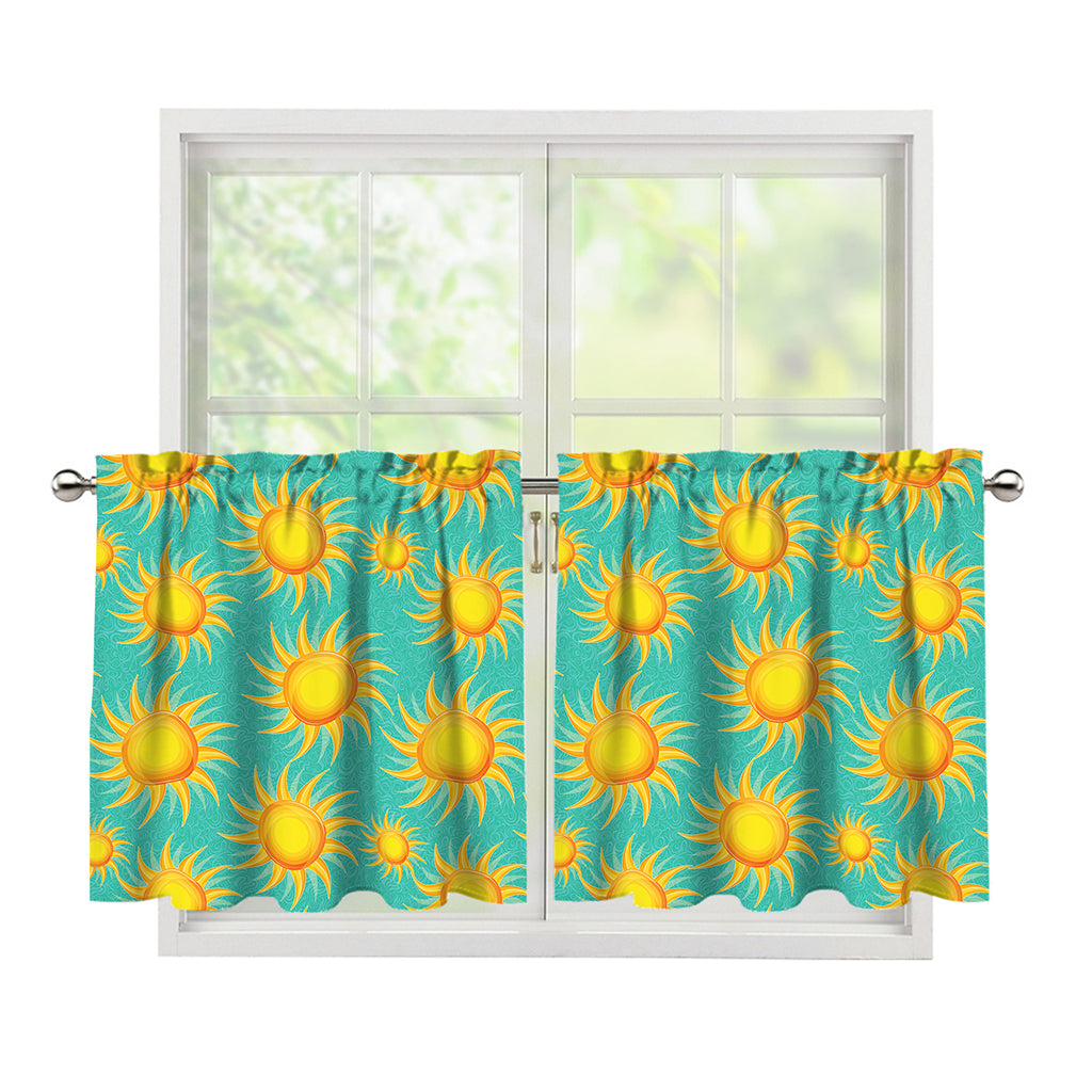 Shiny Sun Pattern Print Tier Curtains