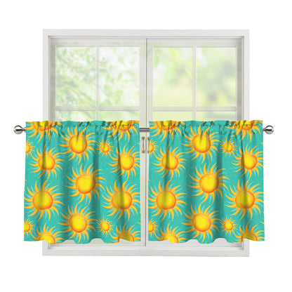 Shiny Sun Pattern Print Tier Curtains