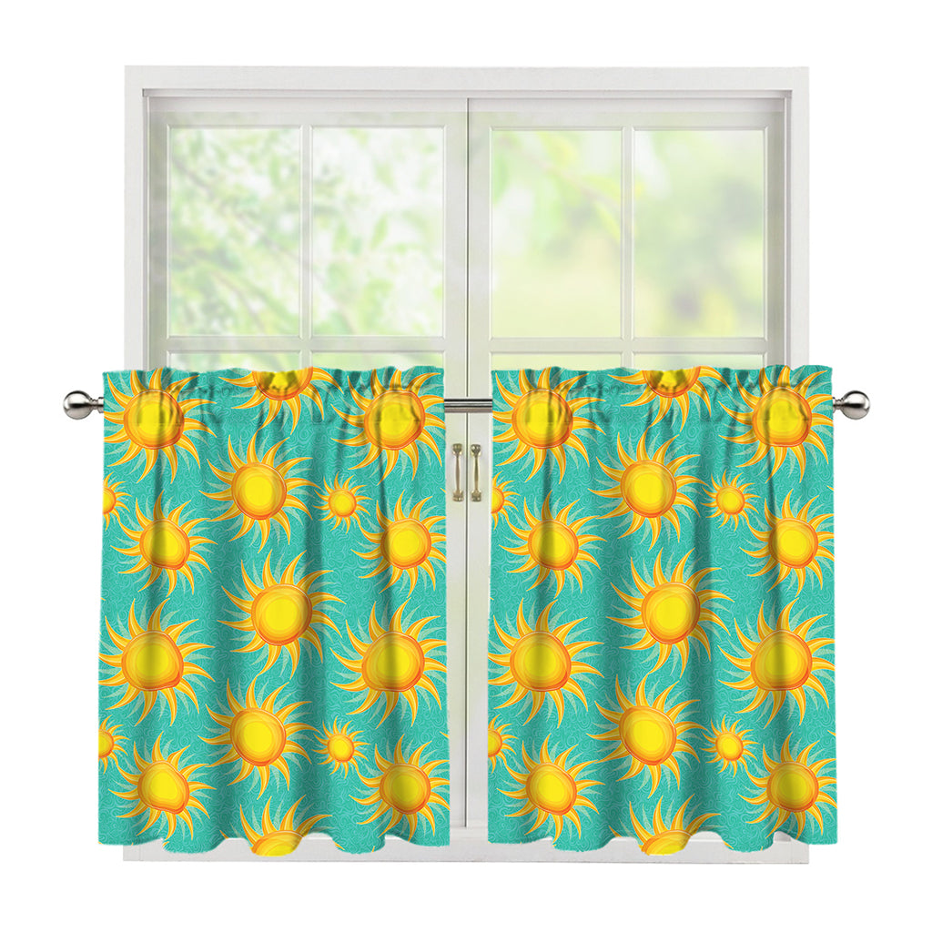 Shiny Sun Pattern Print Tier Curtains