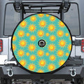 Shiny Sun Pattern Print Tire Cover With Camera Hole