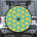 Shiny Sun Pattern Print Tire Cover With Camera Hole